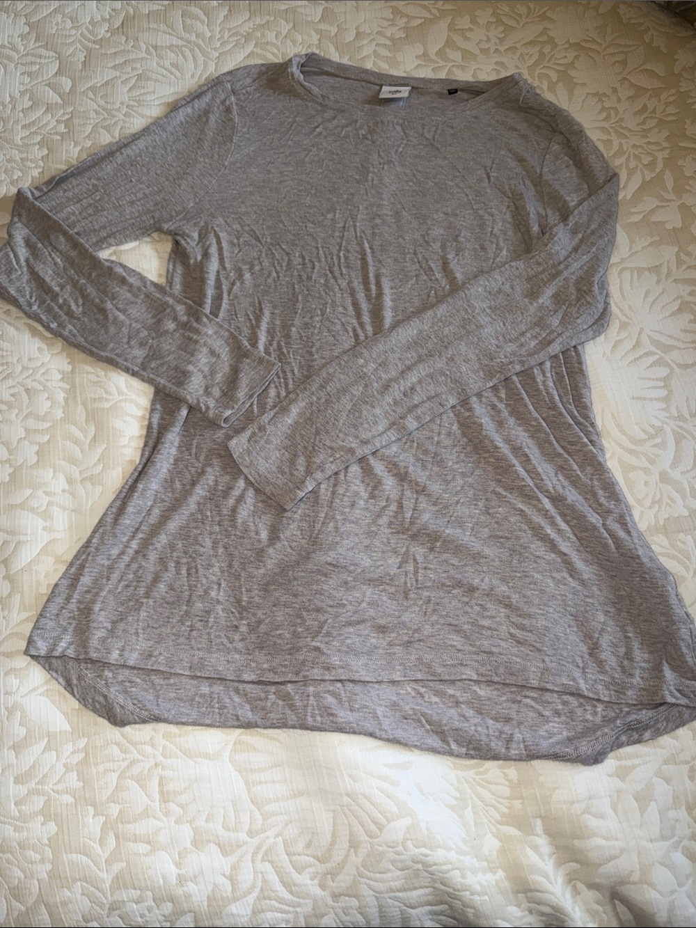 CAbi Heather Tan Long Sleeve Scoop Neck Top